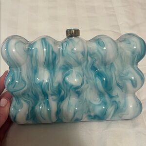 Elegant Swirl Mini Bag in Blue and White